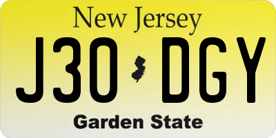 NJ license plate J30DGY