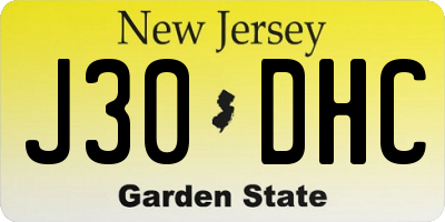 NJ license plate J30DHC
