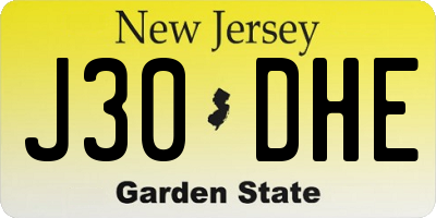 NJ license plate J30DHE