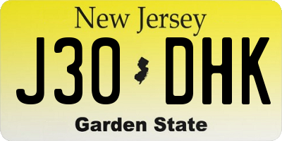 NJ license plate J30DHK