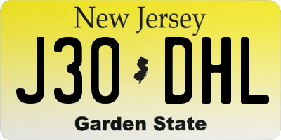 NJ license plate J30DHL