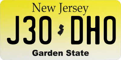 NJ license plate J30DHO