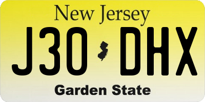 NJ license plate J30DHX