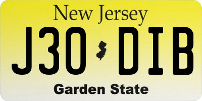 NJ license plate J30DIB
