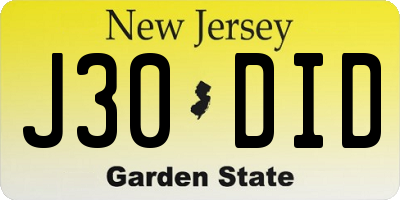 NJ license plate J30DID
