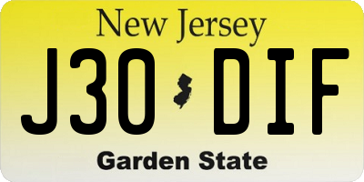 NJ license plate J30DIF