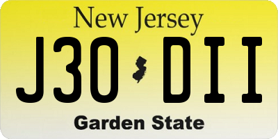 NJ license plate J30DII