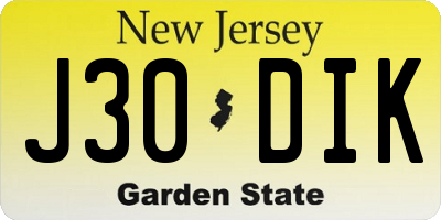 NJ license plate J30DIK