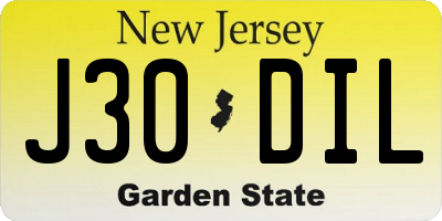 NJ license plate J30DIL