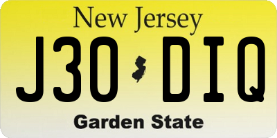 NJ license plate J30DIQ