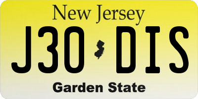 NJ license plate J30DIS
