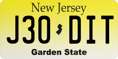 NJ license plate J30DIT