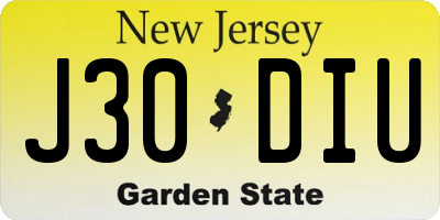 NJ license plate J30DIU