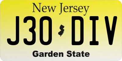 NJ license plate J30DIV