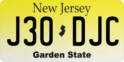 NJ license plate J30DJC