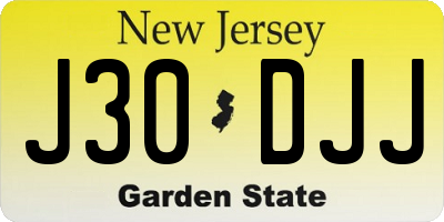 NJ license plate J30DJJ