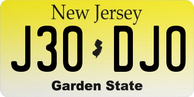 NJ license plate J30DJO