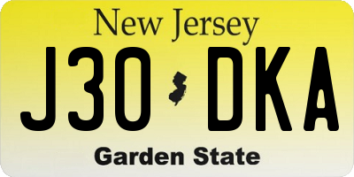 NJ license plate J30DKA
