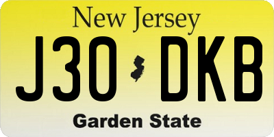 NJ license plate J30DKB