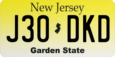 NJ license plate J30DKD
