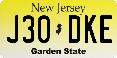 NJ license plate J30DKE
