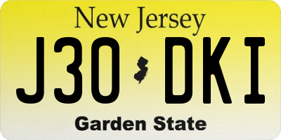 NJ license plate J30DKI
