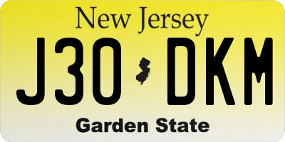 NJ license plate J30DKM