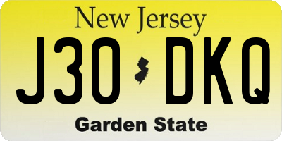 NJ license plate J30DKQ