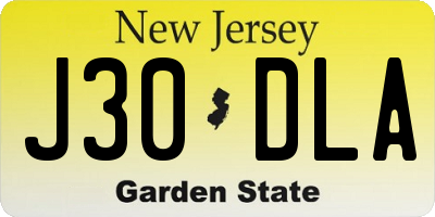 NJ license plate J30DLA