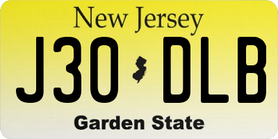 NJ license plate J30DLB