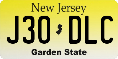 NJ license plate J30DLC