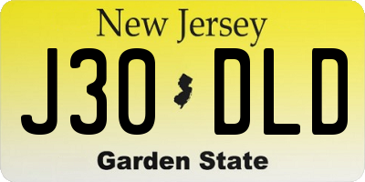 NJ license plate J30DLD