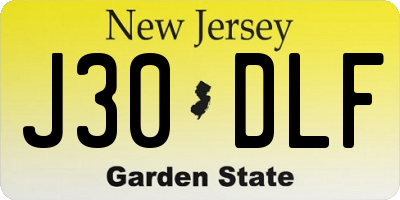 NJ license plate J30DLF