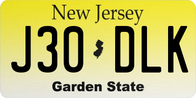 NJ license plate J30DLK