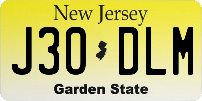 NJ license plate J30DLM