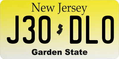 NJ license plate J30DLO