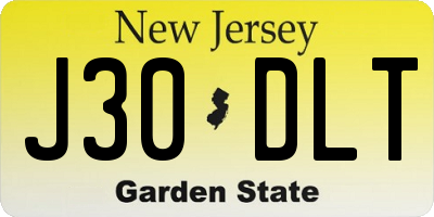 NJ license plate J30DLT