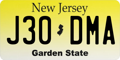 NJ license plate J30DMA