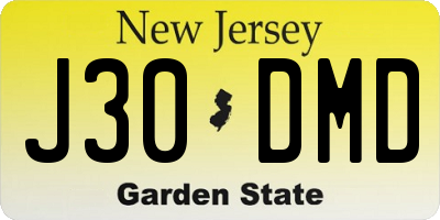 NJ license plate J30DMD