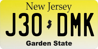 NJ license plate J30DMK