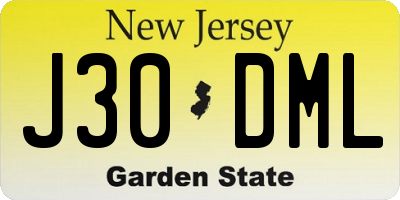 NJ license plate J30DML