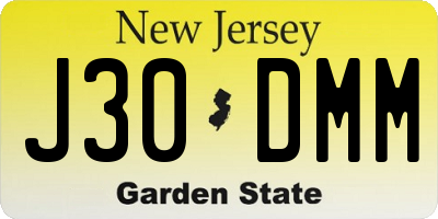NJ license plate J30DMM