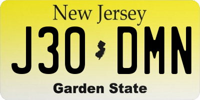NJ license plate J30DMN