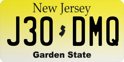 NJ license plate J30DMQ