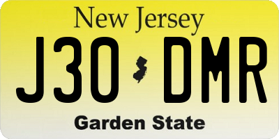 NJ license plate J30DMR