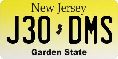 NJ license plate J30DMS