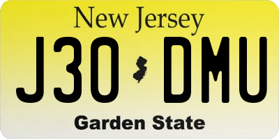 NJ license plate J30DMU