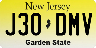 NJ license plate J30DMV