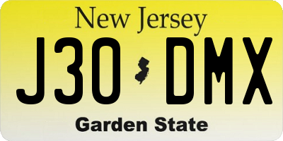 NJ license plate J30DMX