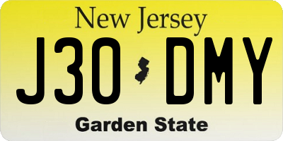 NJ license plate J30DMY